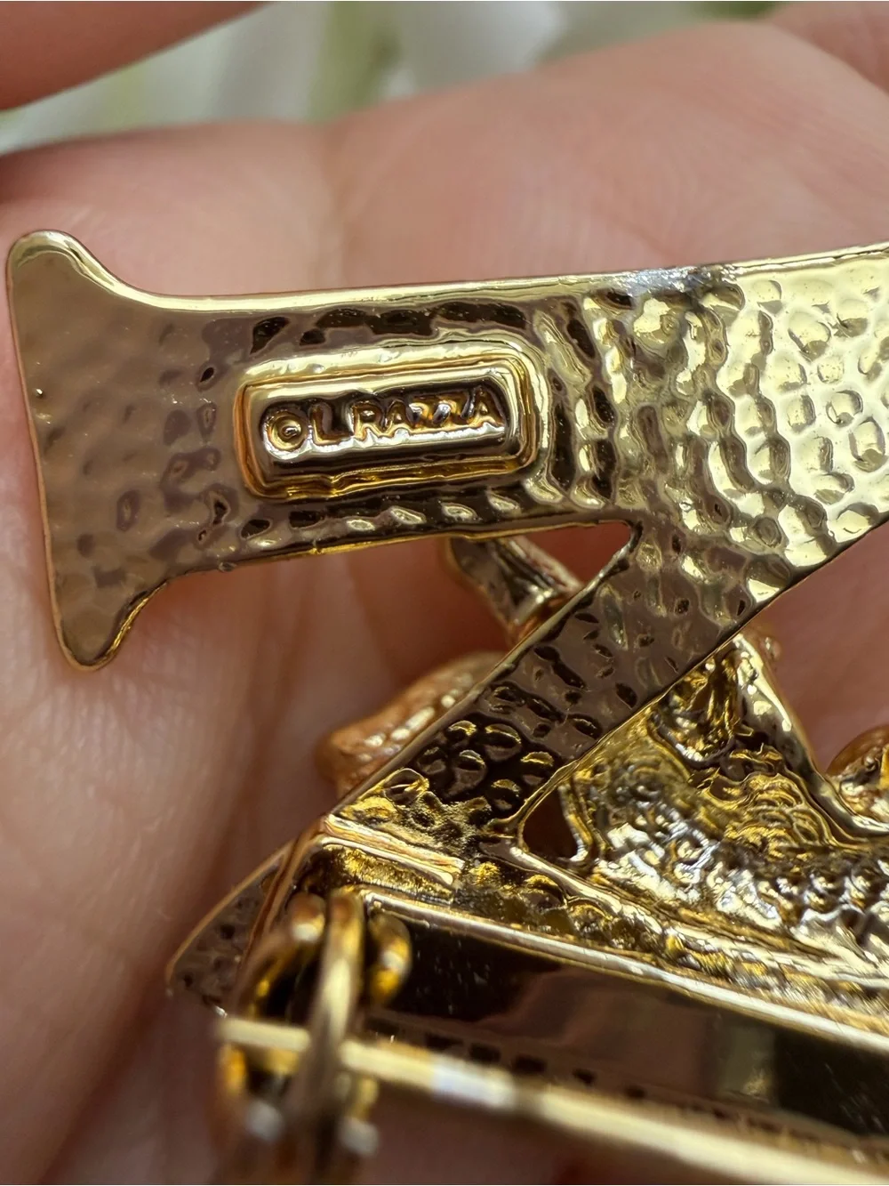 Vintage Gold Letter M Pin with Cherub Accent - Men's Accessory
